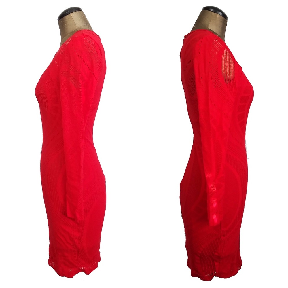 -NEW- Boutique Bodycon stretchy red club dress - Picture 6 of 8